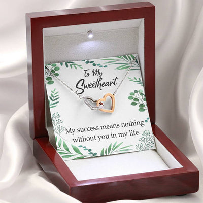 Gift To Wife My Success Means Nothing Without You Inseparable Necklace Pendant 18k Rose Gold Finish 16� - Interlocking Hearts Necklace