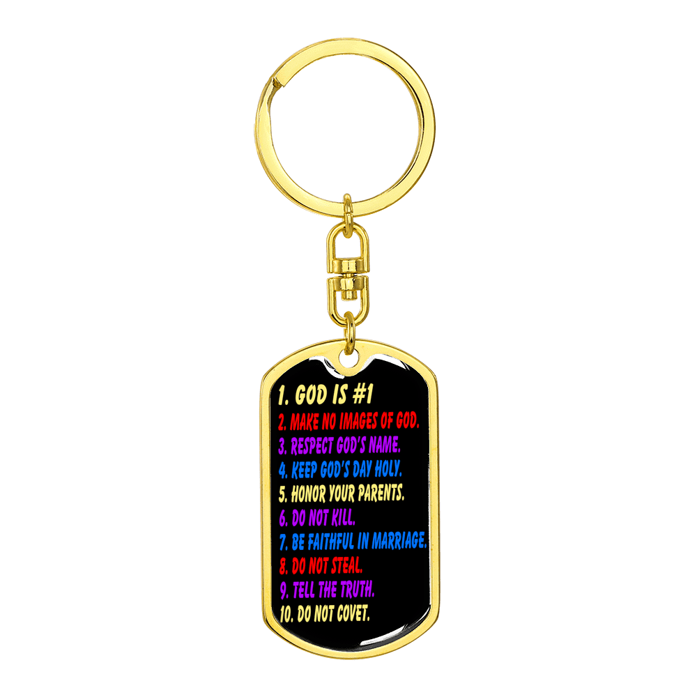 10 Commandments For Kids Keychain Dog Tag Keyring - Dog Tag with Swivel Keychain