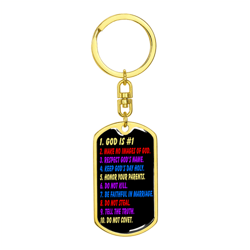 10 Commandments For Kids Keychain Dog Tag Keyring - Dog Tag with Swivel Keychain