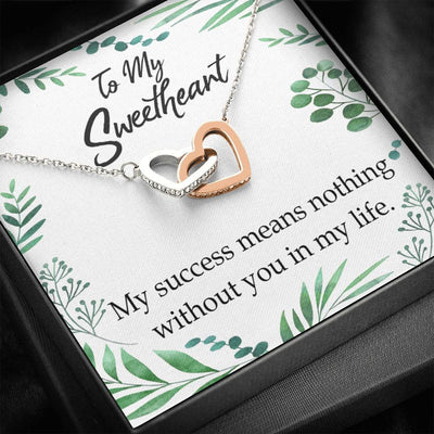 Gift To Wife My Success Means Nothing Without You Inseparable Necklace Pendant 18k Rose Gold Finish 16� - Interlocking Hearts Necklace