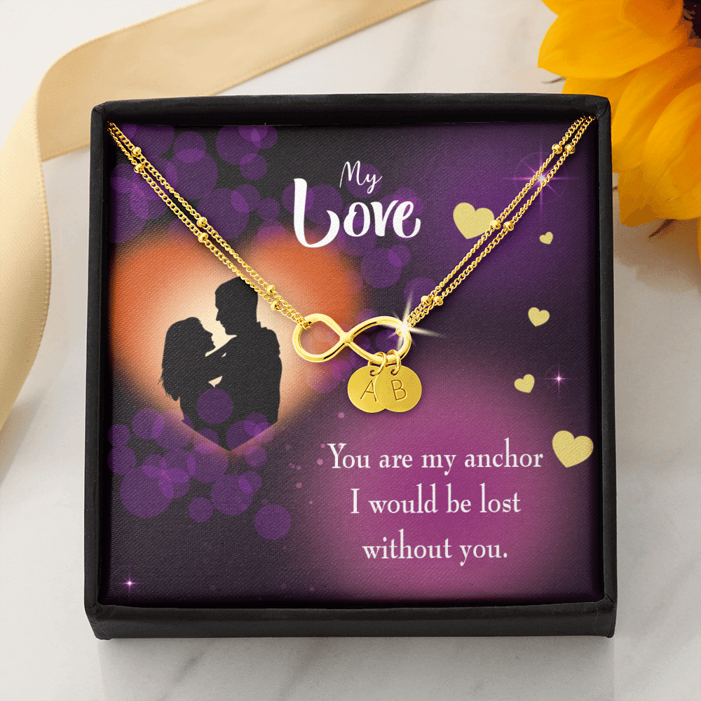 To My Wife You Are My Anchor Infinity Bracelet With Initial Charms - Infinity Bracelet