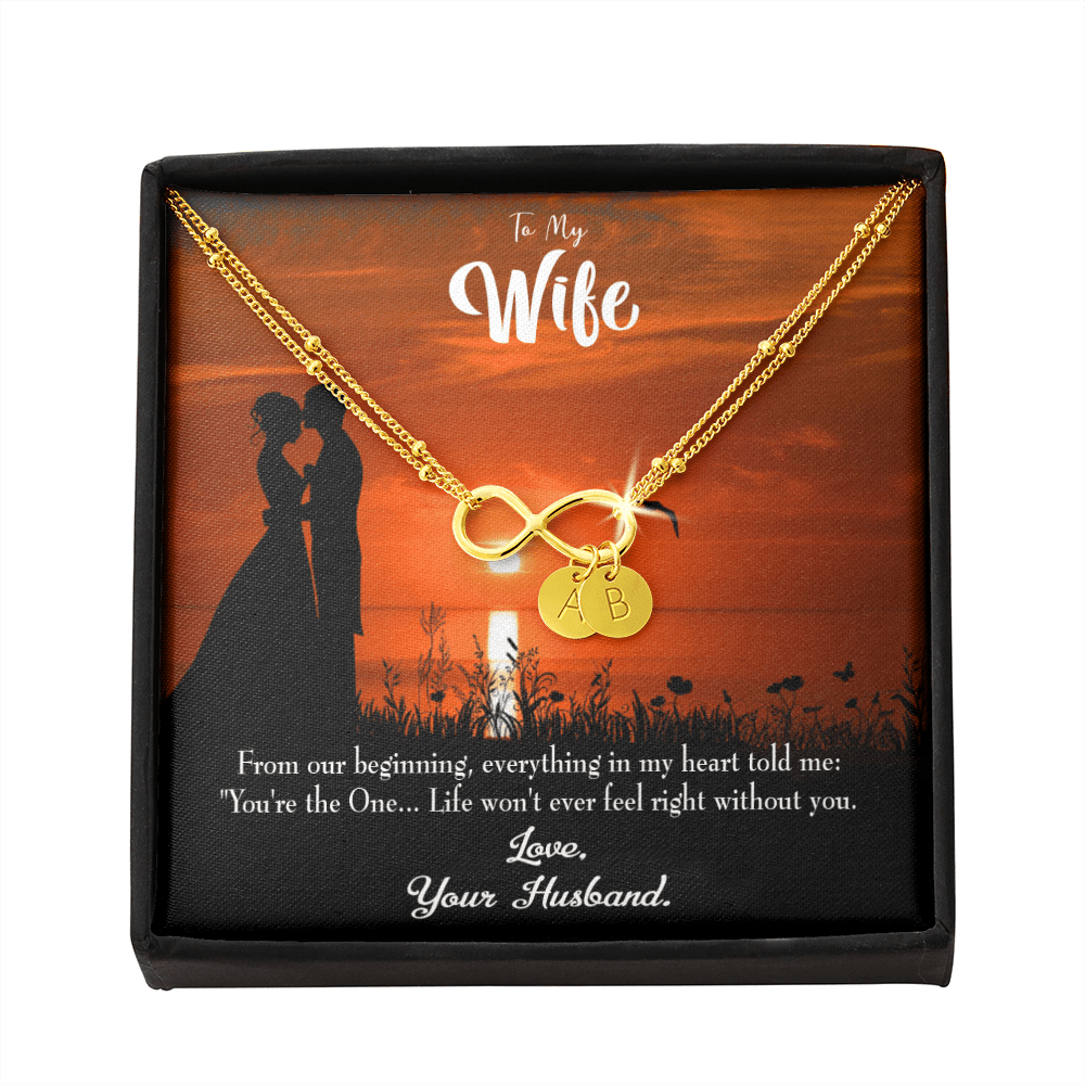 To My Wife You're The One Infinity Bracelet With Initial Charms - Infinity Bracelet