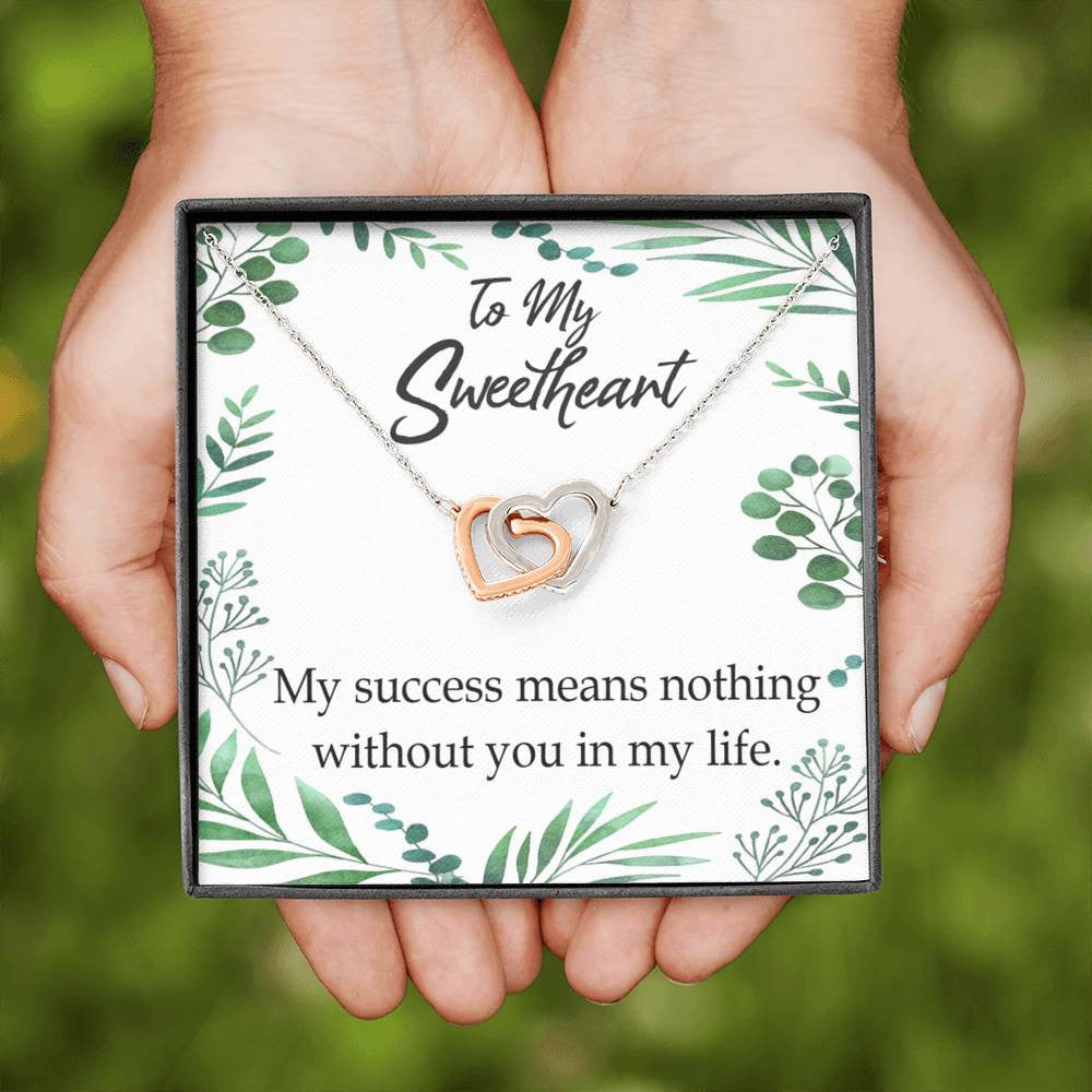 Gift To Wife My Success Means Nothing Without You Inseparable Necklace Pendant 18k Rose Gold Finish 16� - Interlocking Hearts Necklace