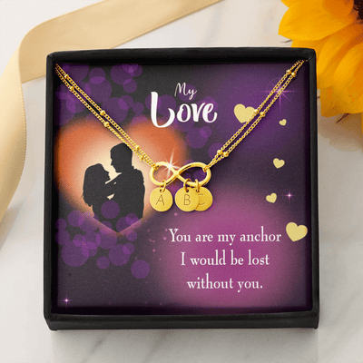 To My Wife You Are My Anchor Infinity Bracelet With Initial Charms - Infinity Bracelet
