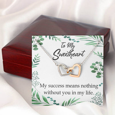 Gift To Wife My Success Means Nothing Without You Inseparable Necklace Pendant 18k Rose Gold Finish 16� - Interlocking Hearts Necklace