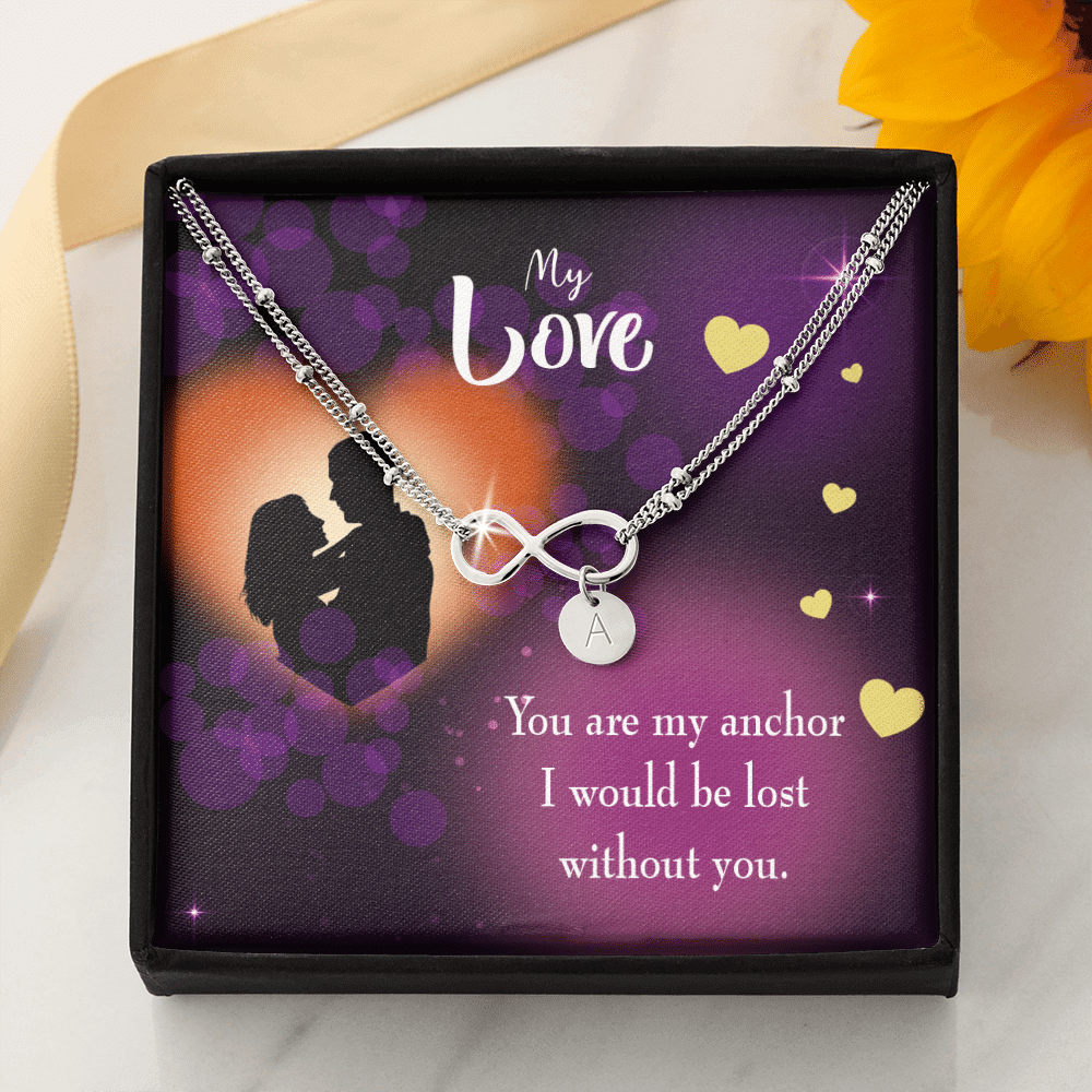 To My Wife You Are My Anchor Infinity Bracelet With Initial Charms - Infinity Bracelet