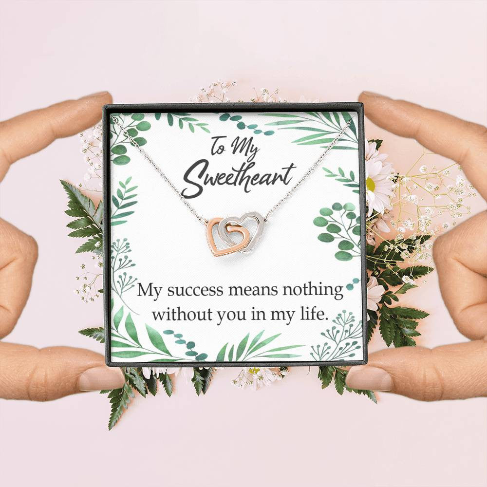 Gift To Wife My Success Means Nothing Without You Inseparable Necklace Pendant 18k Rose Gold Finish 16� - Interlocking Hearts Necklace