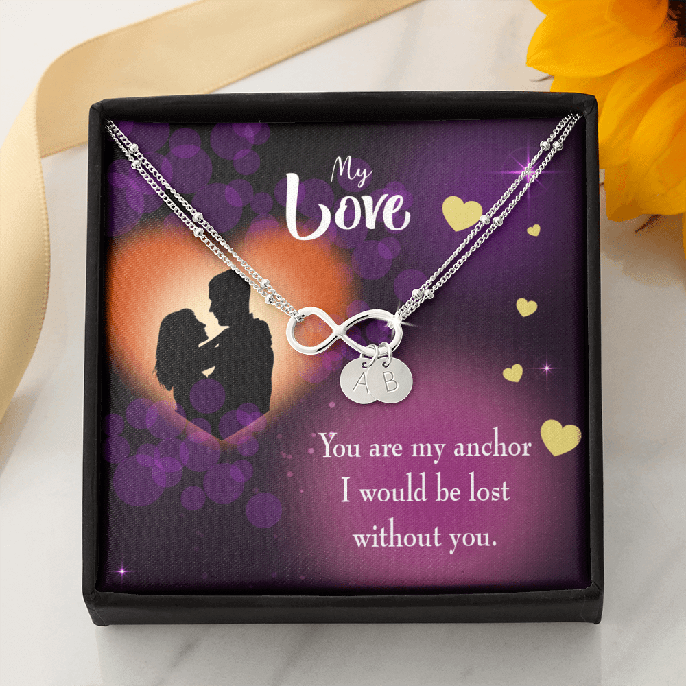To My Wife You Are My Anchor Infinity Bracelet With Initial Charms - Infinity Bracelet