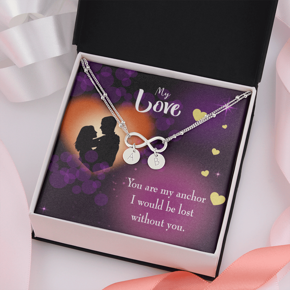 To My Wife You Are My Anchor Infinity Bracelet With Initial Charms - Infinity Bracelet