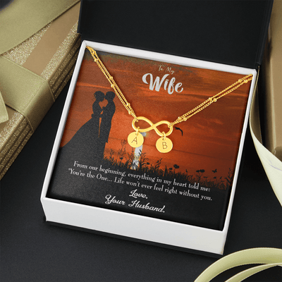 To My Wife You're The One Infinity Bracelet With Initial Charms - Infinity Bracelet