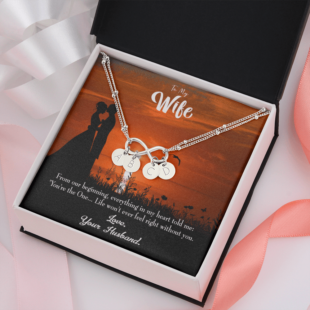 To My Wife You're The One Infinity Bracelet With Initial Charms - Infinity Bracelet
