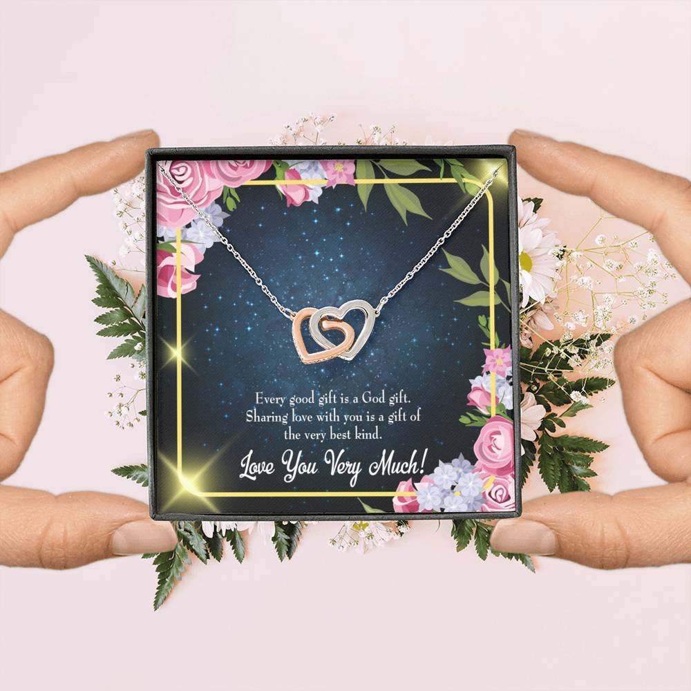 Wife Gift For Wife Birthday Every Good Gift Inseparable Love Pendant 18k Rose Gold Finish 16� - Interlocking Hearts Necklace