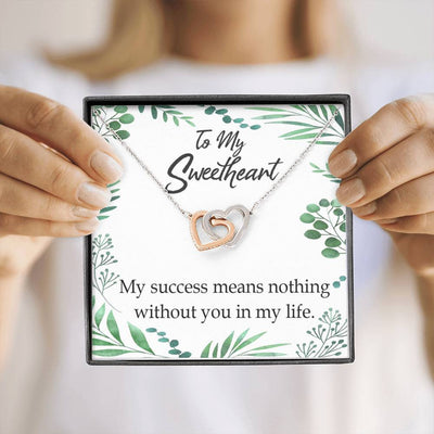 Gift To Wife My Success Means Nothing Without You Inseparable Necklace Pendant 18k Rose Gold Finish 16� - Interlocking Hearts Necklace