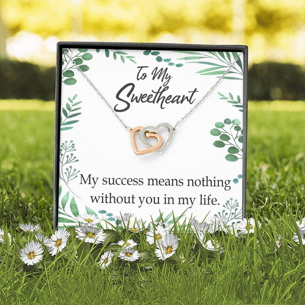 Gift To Wife My Success Means Nothing Without You Inseparable Necklace Pendant 18k Rose Gold Finish 16� - Interlocking Hearts Necklace