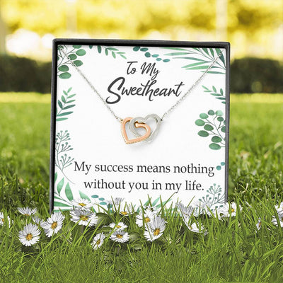 Gift To Wife My Success Means Nothing Without You Inseparable Necklace Pendant 18k Rose Gold Finish 16� - Interlocking Hearts Necklace