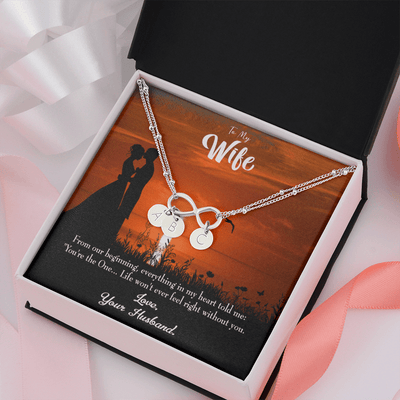 To My Wife You're The One Infinity Bracelet With Initial Charms - Infinity Bracelet