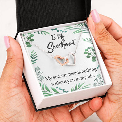Gift To Wife My Success Means Nothing Without You Inseparable Necklace Pendant 18k Rose Gold Finish 16� - Interlocking Hearts Necklace
