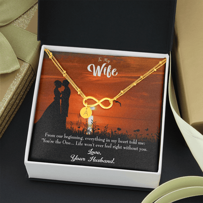To My Wife You're The One Infinity Bracelet With Initial Charms - Infinity Bracelet