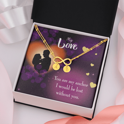 To My Wife You Are My Anchor Infinity Bracelet With Initial Charms - Infinity Bracelet