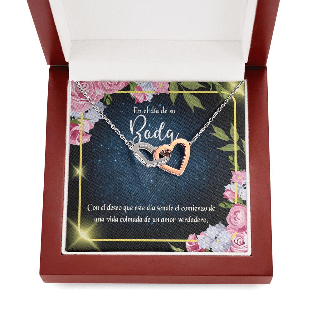 Wife Gift For Wife Birthday En El D�a De Su Boda Inseparable Love Pendant 18k Rose Gold Finish 16� - Interlocking Hearts Necklace