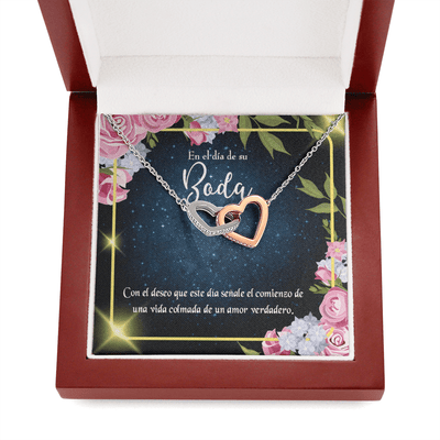 Wife Gift For Wife Birthday En El D�a De Su Boda Inseparable Love Pendant 18k Rose Gold Finish 16� - Interlocking Hearts Necklace