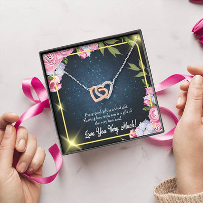 Wife Gift For Wife Birthday Every Good Gift Inseparable Love Pendant 18k Rose Gold Finish 16� - Interlocking Hearts Necklace