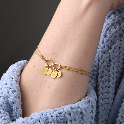 To My Wife You Are My Anchor Infinity Bracelet With Initial Charms - Infinity Bracelet