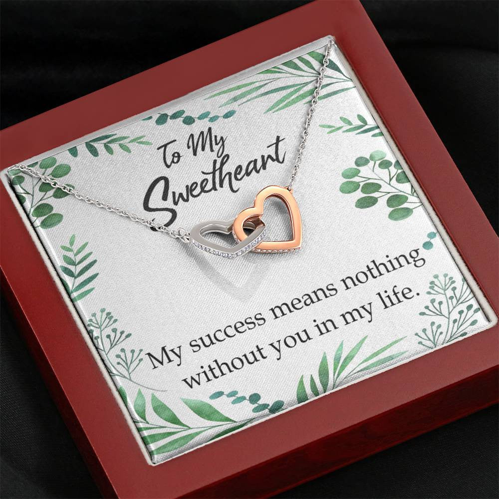 Gift To Wife My Success Means Nothing Without You Inseparable Necklace Pendant 18k Rose Gold Finish 16� - Interlocking Hearts Necklace
