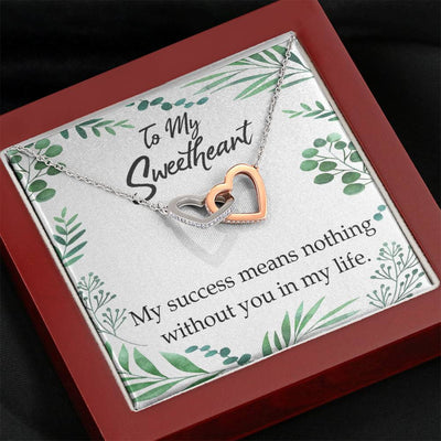 Gift To Wife My Success Means Nothing Without You Inseparable Necklace Pendant 18k Rose Gold Finish 16� - Interlocking Hearts Necklace