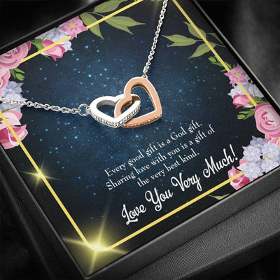 Wife Gift For Wife Birthday Every Good Gift Inseparable Love Pendant 18k Rose Gold Finish 16� - Interlocking Hearts Necklace