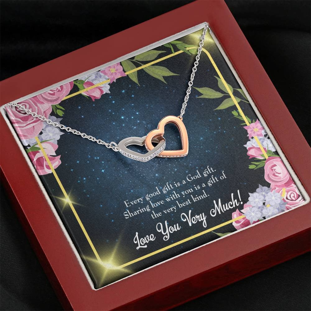 Wife Gift For Wife Birthday Every Good Gift Inseparable Love Pendant 18k Rose Gold Finish 16� - Interlocking Hearts Necklace