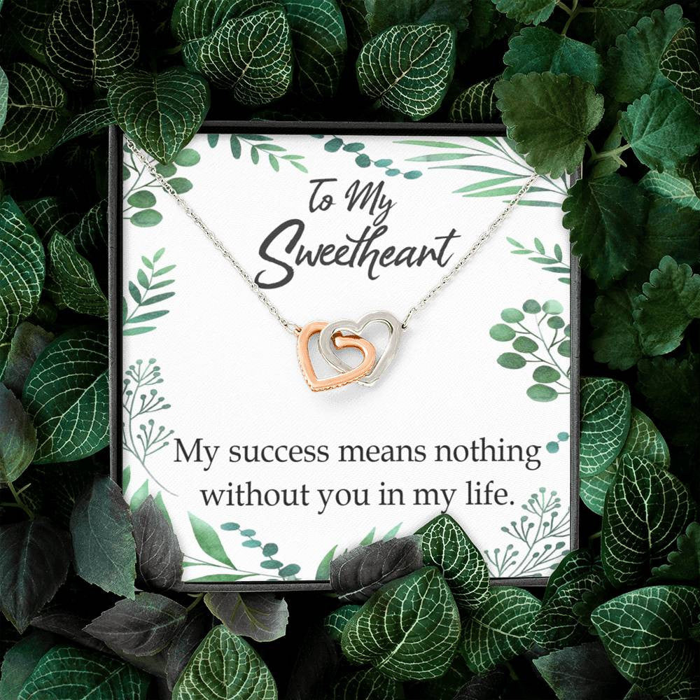 Gift To Wife My Success Means Nothing Without You Inseparable Necklace Pendant 18k Rose Gold Finish 16� - Interlocking Hearts Necklace