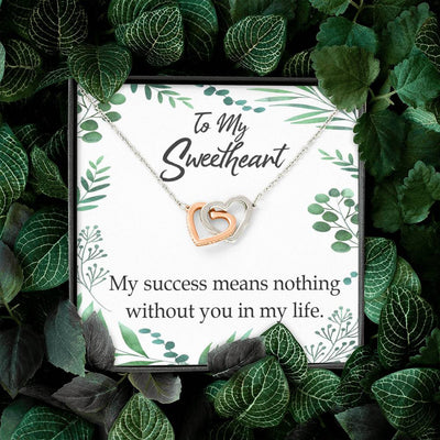 Gift To Wife My Success Means Nothing Without You Inseparable Necklace Pendant 18k Rose Gold Finish 16� - Interlocking Hearts Necklace