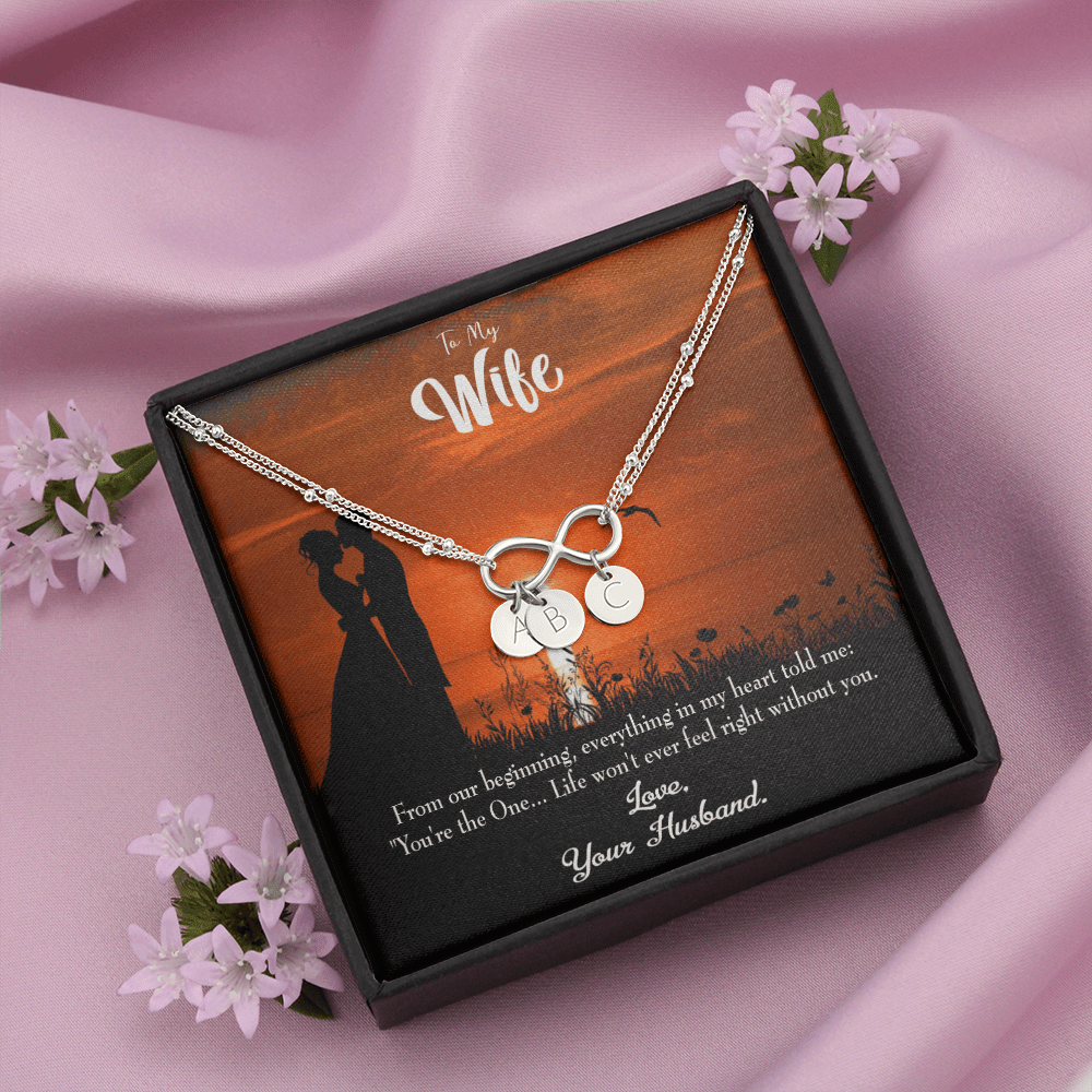 To My Wife You're The One Infinity Bracelet With Initial Charms - Infinity Bracelet