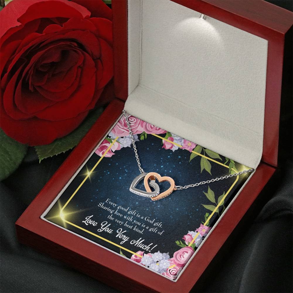 Wife Gift For Wife Birthday Every Good Gift Inseparable Love Pendant 18k Rose Gold Finish 16� - Interlocking Hearts Necklace