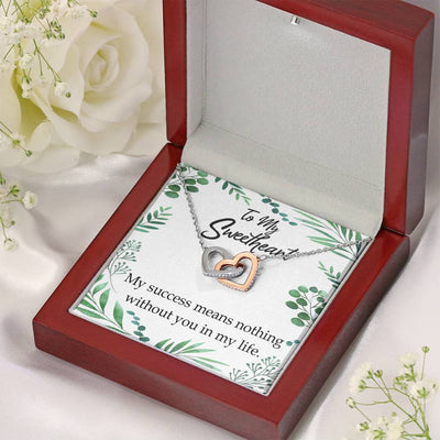 Gift To Wife My Success Means Nothing Without You Inseparable Necklace Pendant 18k Rose Gold Finish 16� - Interlocking Hearts Necklace