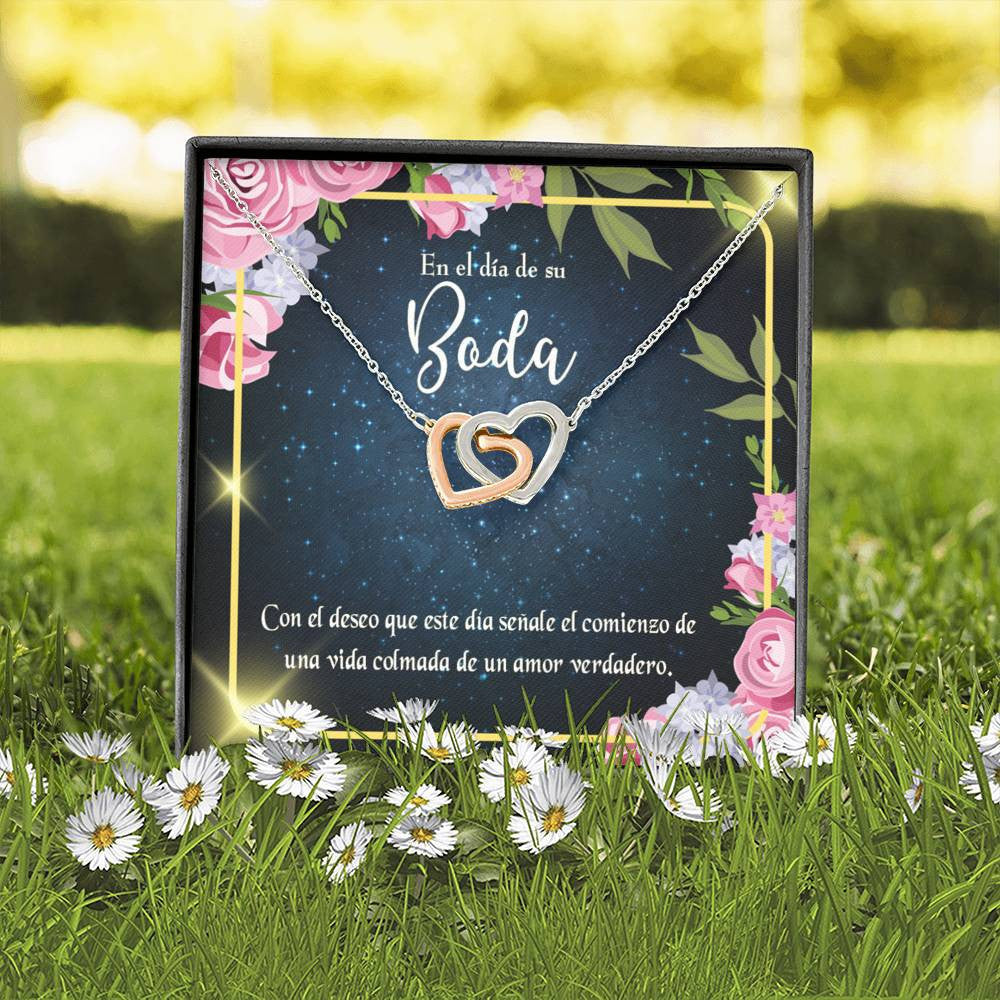 Wife Gift For Wife Birthday En El D�a De Su Boda Inseparable Love Pendant 18k Rose Gold Finish 16� - Interlocking Hearts Necklace