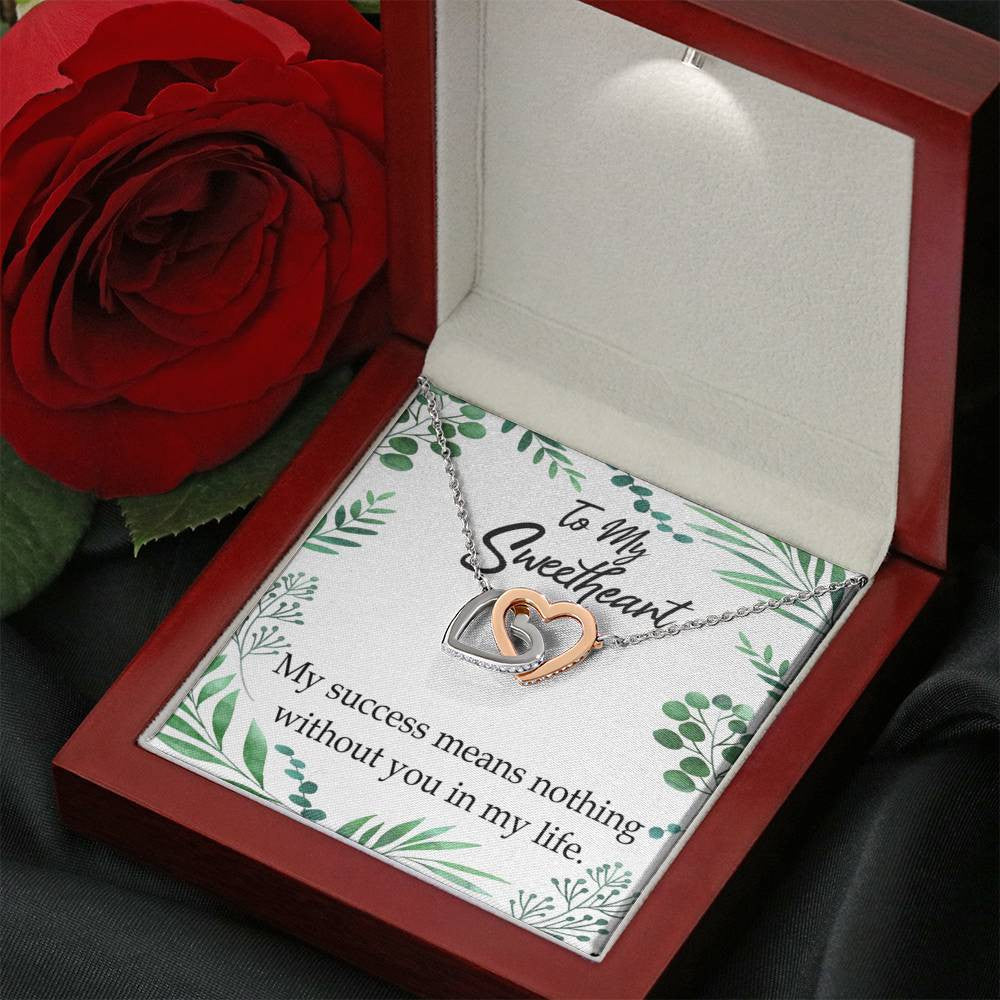 Gift To Wife My Success Means Nothing Without You Inseparable Necklace Pendant 18k Rose Gold Finish 16� - Interlocking Hearts Necklace