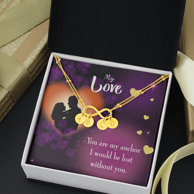 To My Wife You Are My Anchor Infinity Bracelet With Initial Charms - Infinity Bracelet