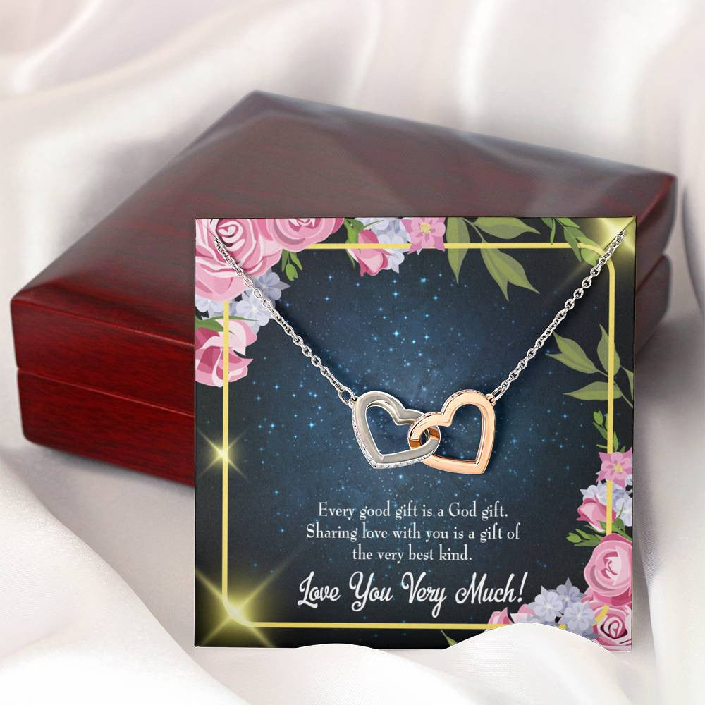 Wife Gift For Wife Birthday Every Good Gift Inseparable Love Pendant 18k Rose Gold Finish 16� - Interlocking Hearts Necklace