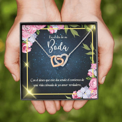 Wife Gift For Wife Birthday En El D�a De Su Boda Inseparable Love Pendant 18k Rose Gold Finish 16� - Interlocking Hearts Necklace