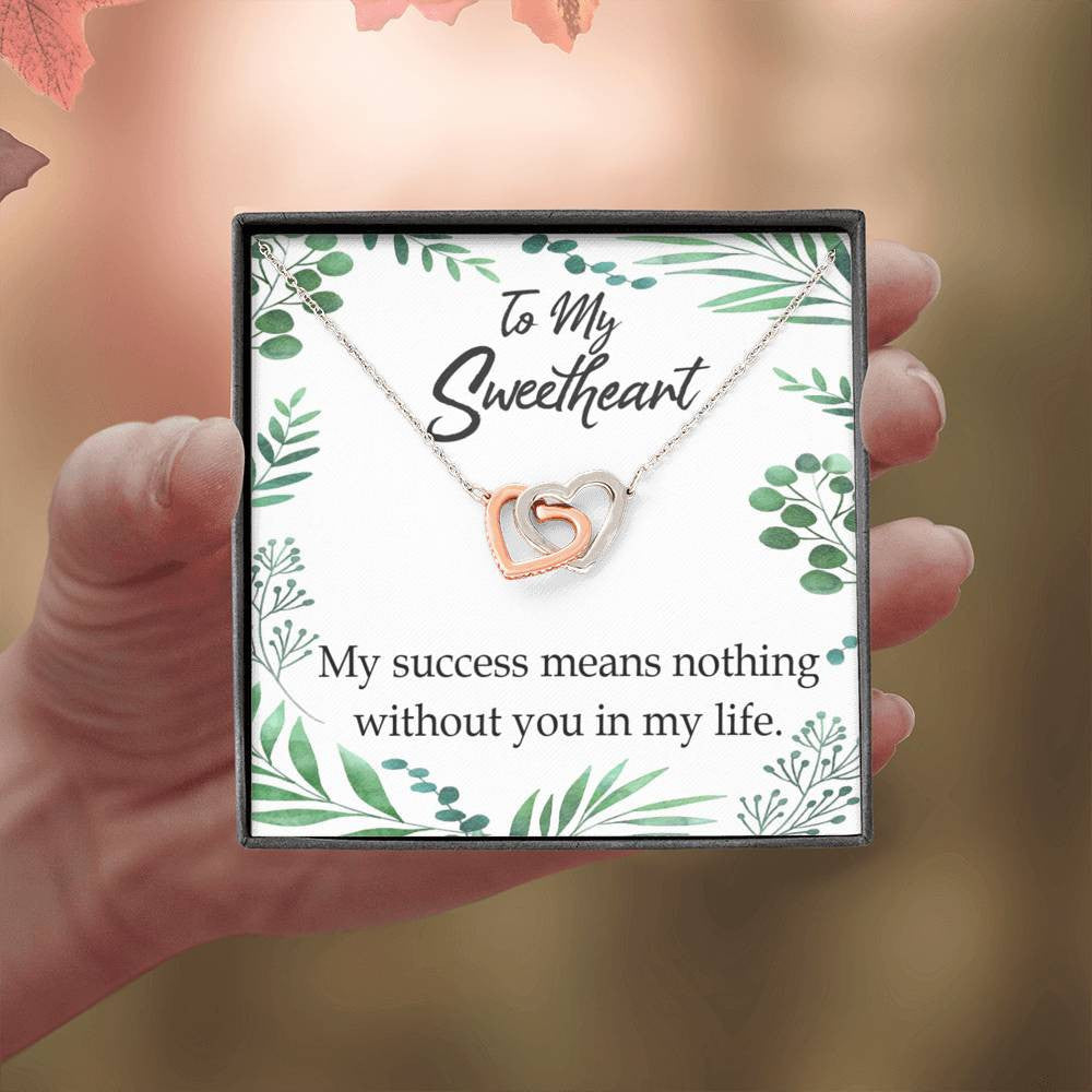Gift To Wife My Success Means Nothing Without You Inseparable Necklace Pendant 18k Rose Gold Finish 16� - Interlocking Hearts Necklace