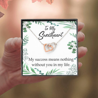 Gift To Wife My Success Means Nothing Without You Inseparable Necklace Pendant 18k Rose Gold Finish 16� - Interlocking Hearts Necklace