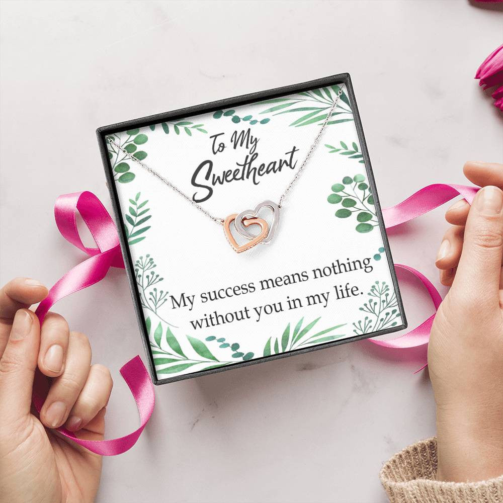 Gift To Wife My Success Means Nothing Without You Inseparable Necklace Pendant 18k Rose Gold Finish 16� - Interlocking Hearts Necklace