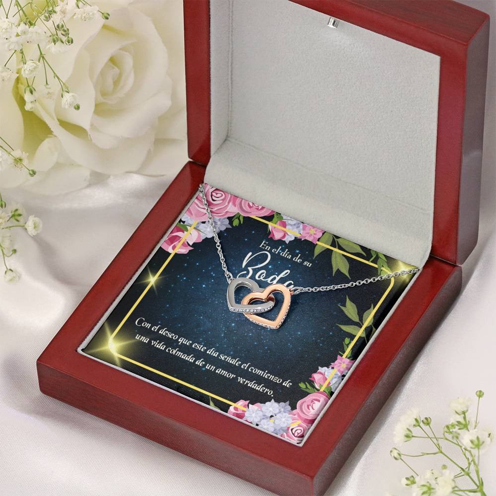 Wife Gift For Wife Birthday En El D�a De Su Boda Inseparable Love Pendant 18k Rose Gold Finish 16� - Interlocking Hearts Necklace