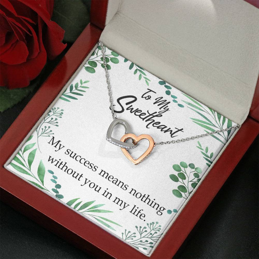 Gift To Wife My Success Means Nothing Without You Inseparable Necklace Pendant 18k Rose Gold Finish 16� - Interlocking Hearts Necklace