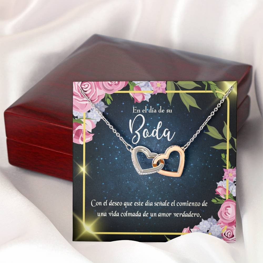Wife Gift For Wife Birthday En El D�a De Su Boda Inseparable Love Pendant 18k Rose Gold Finish 16� - Interlocking Hearts Necklace