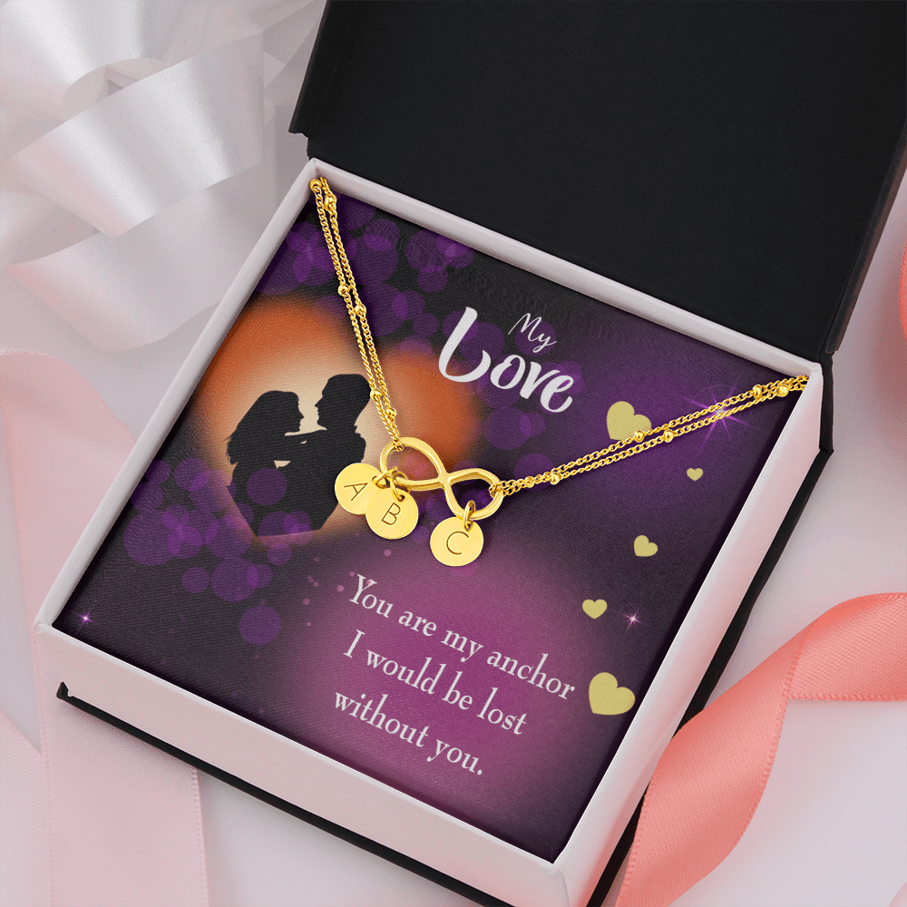To My Wife You Are My Anchor Infinity Bracelet With Initial Charms - Infinity Bracelet