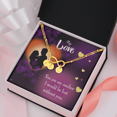 To My Wife You Are My Anchor Infinity Bracelet With Initial Charms - Infinity Bracelet