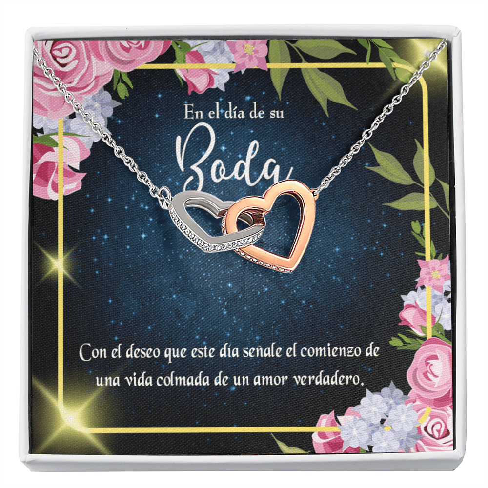 Wife Gift For Wife Birthday En El D�a De Su Boda Inseparable Love Pendant 18k Rose Gold Finish 16� - Interlocking Hearts Necklace